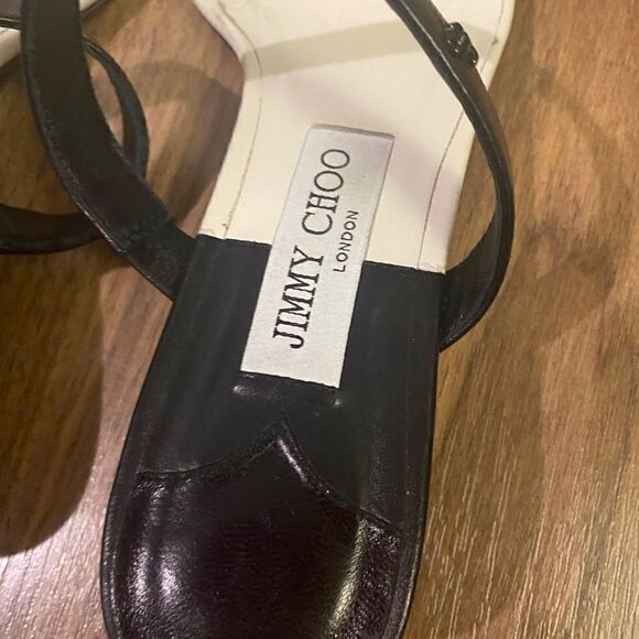 Jimmy Choo Kyda 35 Black and Latte Nappa Leather Sandals - Picture 7 of 8